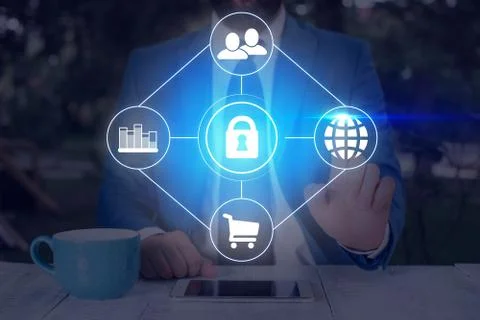 Information Computerization With Infographic Elements And Flat Icons. Latest Foto stock