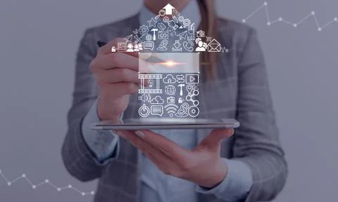 Information Computerization With Infographic Elements And Flat Icons. Latest 库存照片