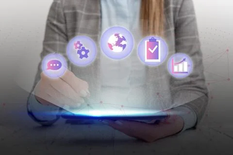 Information Computerization With Infographic Elements And Flat Icons. Latest 库存照片