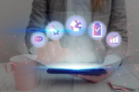 Information Computerization With Infographic Elements And Flat Icons. Latest 库存照片