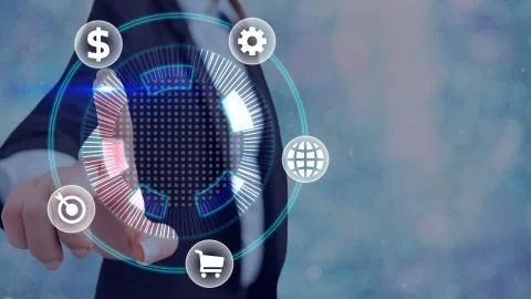 Information Computerization With Infographic Elements And Flat Icons. Latest 库存照片