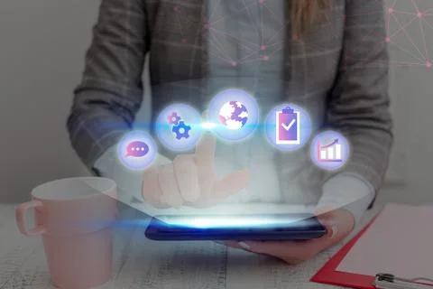 Information Computerization With Infographic Elements And Flat Icons. Latest 库存照片