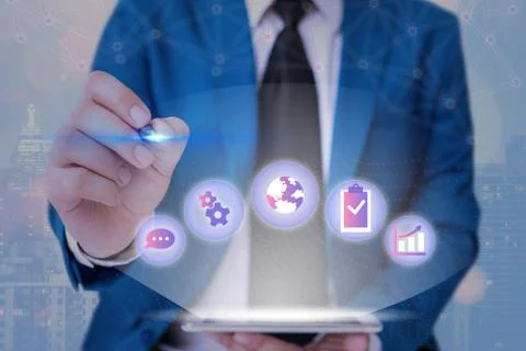 Information Computerization With Infographic Elements And Flat Icons. Latest 스톡 사진