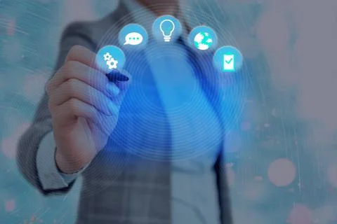 Information Computerization With Infographic Elements And Flat Icons. Latest 写真素材