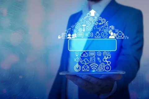 Information Computerization With Infographic Elements And Flat Icons. Latest Foto stock