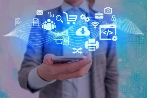 Information Computerization With Infographic Elements And Flat Icons. Latest 写真素材