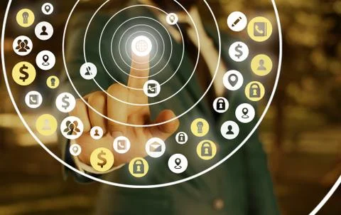 Information Computerization With Infographic Elements And Flat Icons. Latest Foto stock