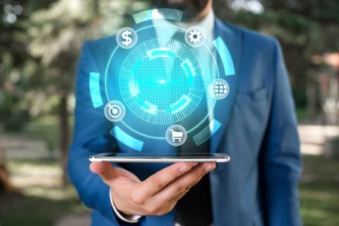 Information Computerization With Infographic Elements And Flat Icons. Latest 库存照片