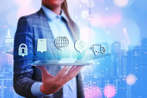 Information Computerization With Infographic Elements And Flat Icons. Latest 库存照片