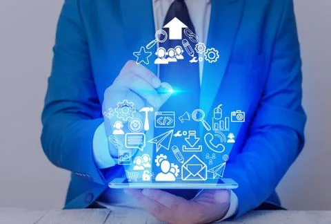 Information Computerization With Infographic Elements And Flat Icons. Latest 스톡 사진