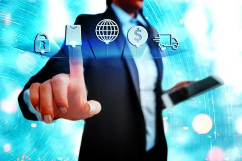 Information Computerization With Infographic Elements And Flat Icons. Latest 库存照片