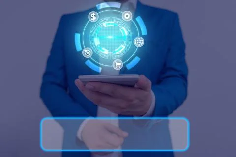 Information Computerization With Infographic Elements And Flat Icons. Latest 库存照片