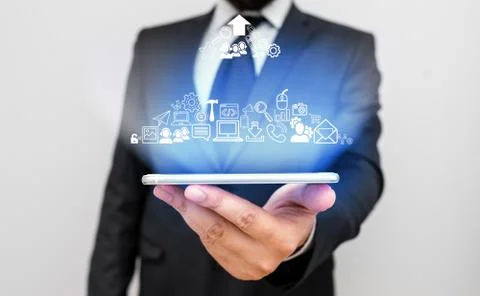 Information Computerization With Infographic Elements And Flat Icons. Latest 写真素材