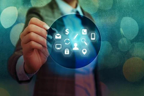 Information Computerization With Infographic Elements And Flat Icons. Latest 스톡 사진