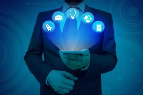 Information Computerization With Infographic Elements And Flat Icons. Latest Stock Photos