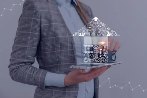 Information Computerization With Infographic Elements And Flat Icons. Latest 库存照片