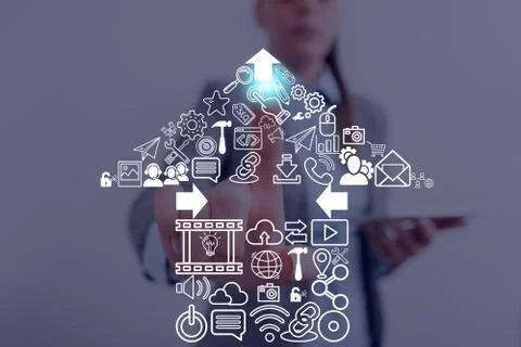 Information Computerization With Infographic Elements And Flat Icons. Latest 库存照片