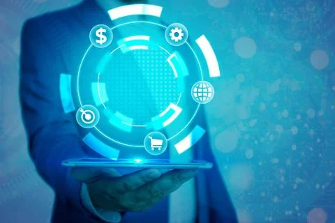 Information Computerization With Infographic Elements And Flat Icons. Latest 库存照片