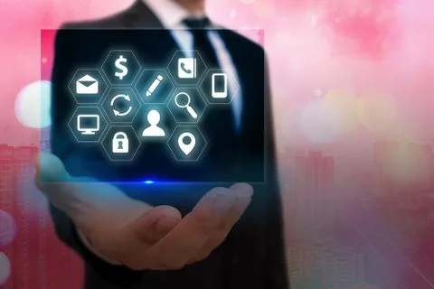 Information Computerization With Infographic Elements And Flat Icons. Latest Foto stock