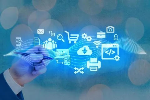 Information Computerization With Infographic Elements And Flat Icons. Latest 스톡 사진