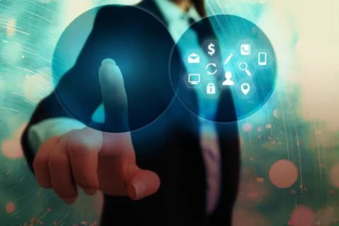 Information Computerization With Infographic Elements And Flat Icons. Latest 스톡 사진