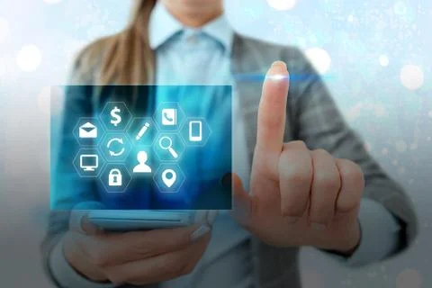 Information Computerization With Infographic Elements And Flat Icons. Latest 写真素材