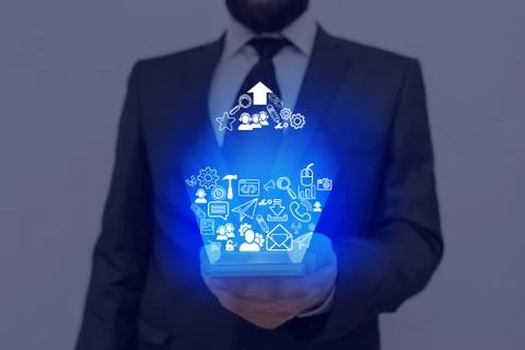 Information Computerization With Infographic Elements And Flat Icons. Latest 库存照片