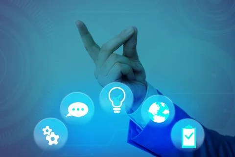 Information Computerization With Infographic Elements And Flat Icons. Latest 写真素材