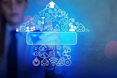 Information Computerization With Infographic Elements And Flat Icons. Latest Foto stock