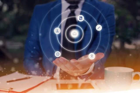 Information Computerization With Infographic Elements And Flat Icons. Latest 写真素材