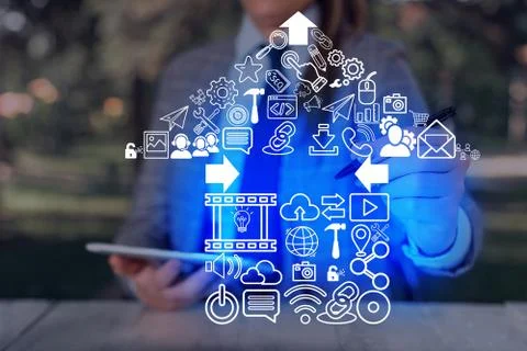 Information Computerization With Infographic Elements And Flat Icons. Latest 库存照片