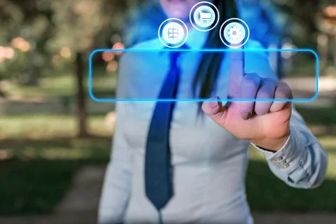 Information Computerization With Infographic Elements And Flat Icons. Latest 写真素材