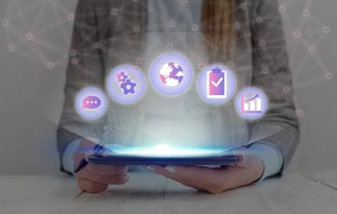 Information Computerization With Infographic Elements And Flat Icons. Latest 库存照片