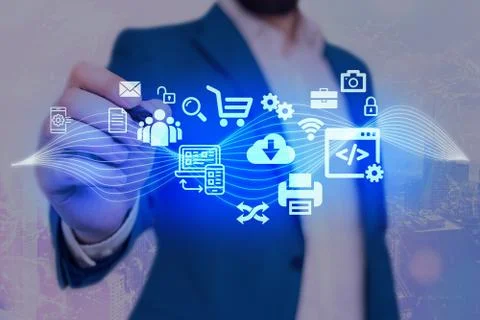 Information Computerization With Infographic Elements And Flat Icons. Latest Stock Photos