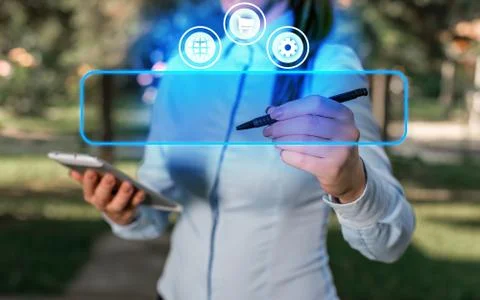 Information Computerization With Infographic Elements And Flat Icons. Latest Foto stock