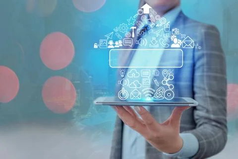 Information Computerization With Infographic Elements And Flat Icons. Latest Foto stock