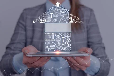 Information Computerization With Infographic Elements And Flat Icons. Latest 库存照片