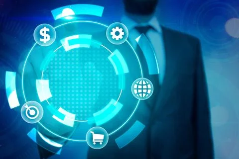 Information Computerization With Infographic Elements And Flat Icons. Latest Foto stock