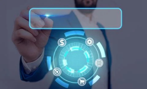 Information Computerization With Infographic Elements And Flat Icons. Latest 写真素材