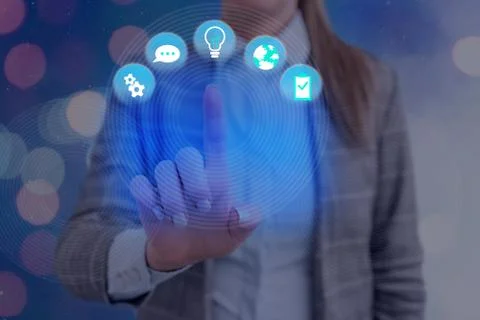 Information Computerization With Infographic Elements And Flat Icons. Latest Foto stock