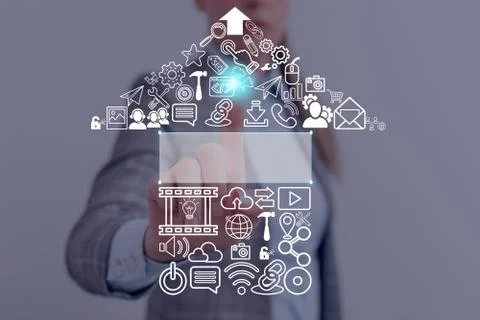 Information Computerization With Infographic Elements And Flat Icons. Latest 写真素材