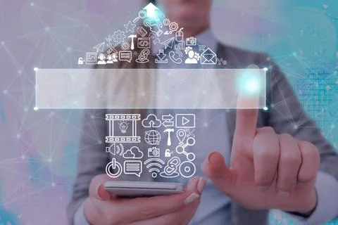 Information Computerization With Infographic Elements And Flat Icons. Latest 写真素材