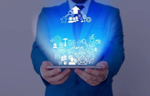 Information Computerization With Infographic Elements And Flat Icons. Latest Foto stock