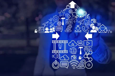Information Computerization With Infographic Elements And Flat Icons. Latest 스톡 사진