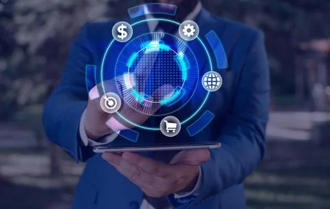 Information Computerization With Infographic Elements And Flat Icons. Latest 库存照片