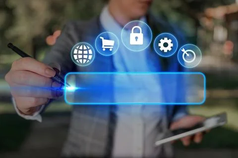 Information Computerization With Infographic Elements And Flat Icons. Latest Foto stock