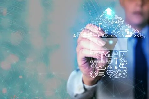 Information Computerization With Infographic Elements And Flat Icons. Latest 库存照片