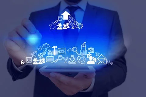 Information Computerization With Infographic Elements And Flat Icons. Latest 库存照片