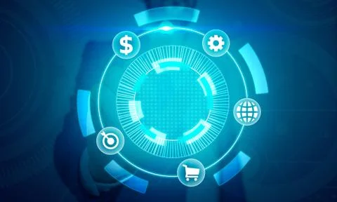 Information Computerization With Infographic Elements And Flat Icons. Latest 스톡 사진