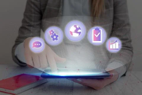 Information Computerization With Infographic Elements And Flat Icons. Latest 库存照片